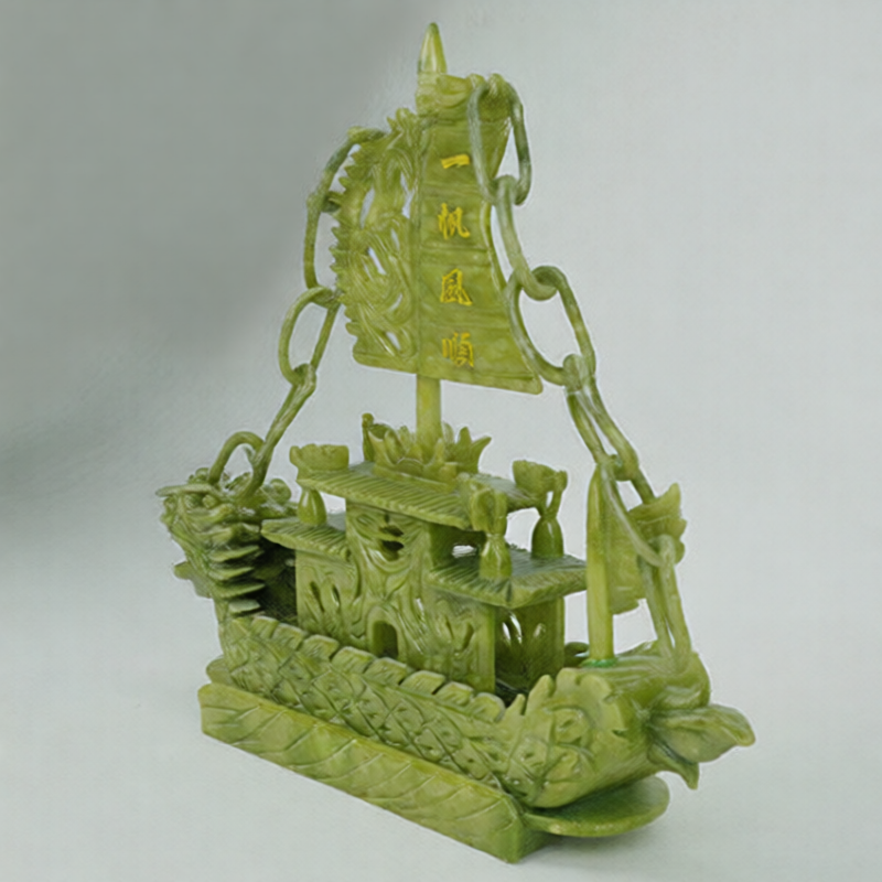 Natural jade dragon boat - Image 3