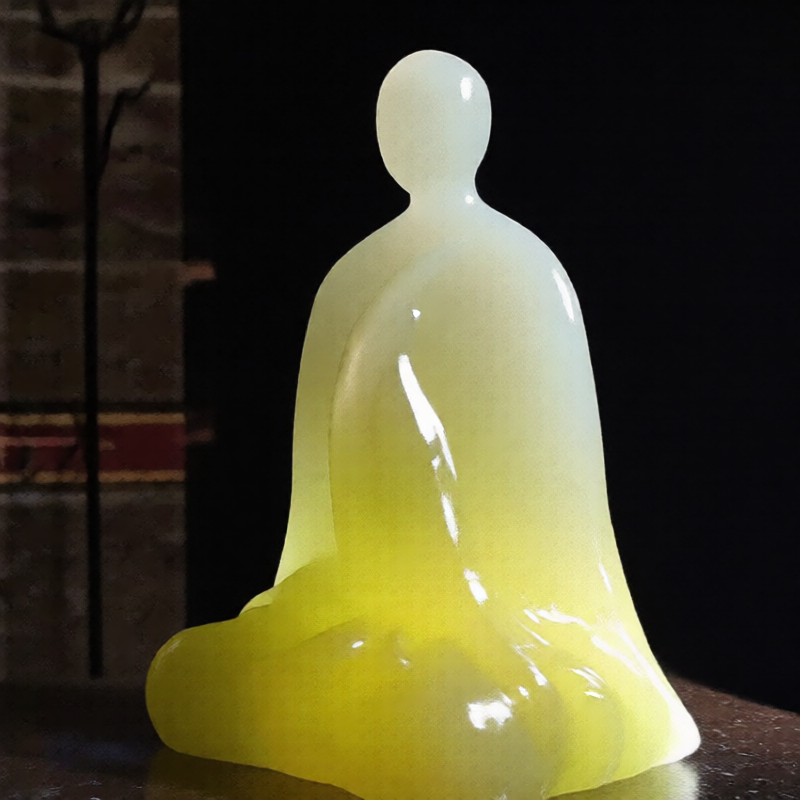 Jade Buddha statue without facial features - Image 3